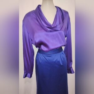 VINTAGE LOUIS FERAUD PURPLE SILK BLOUSE